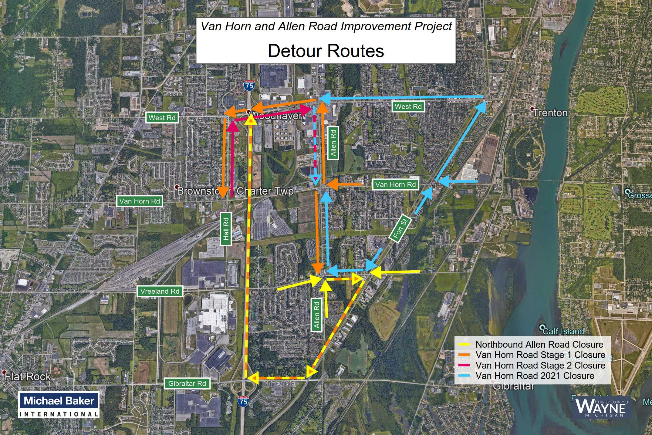 Public outreach maps to communicate impacts of bridge construction project.