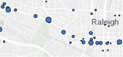 Traffic changes along one main corridor demonstrating that a road diet project successfully reduced traffic. This map is useful for identifying other roads that similarly require attention.