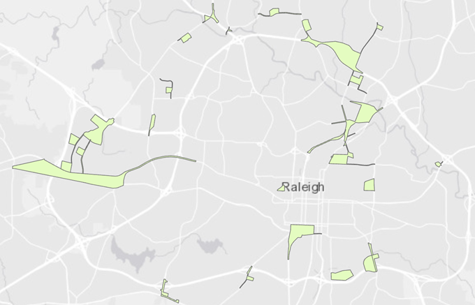 Limits of traffic studies performed throughout the city, mapped in ArcGIS. This map helps to locate previously performed studies for use in development reviews.